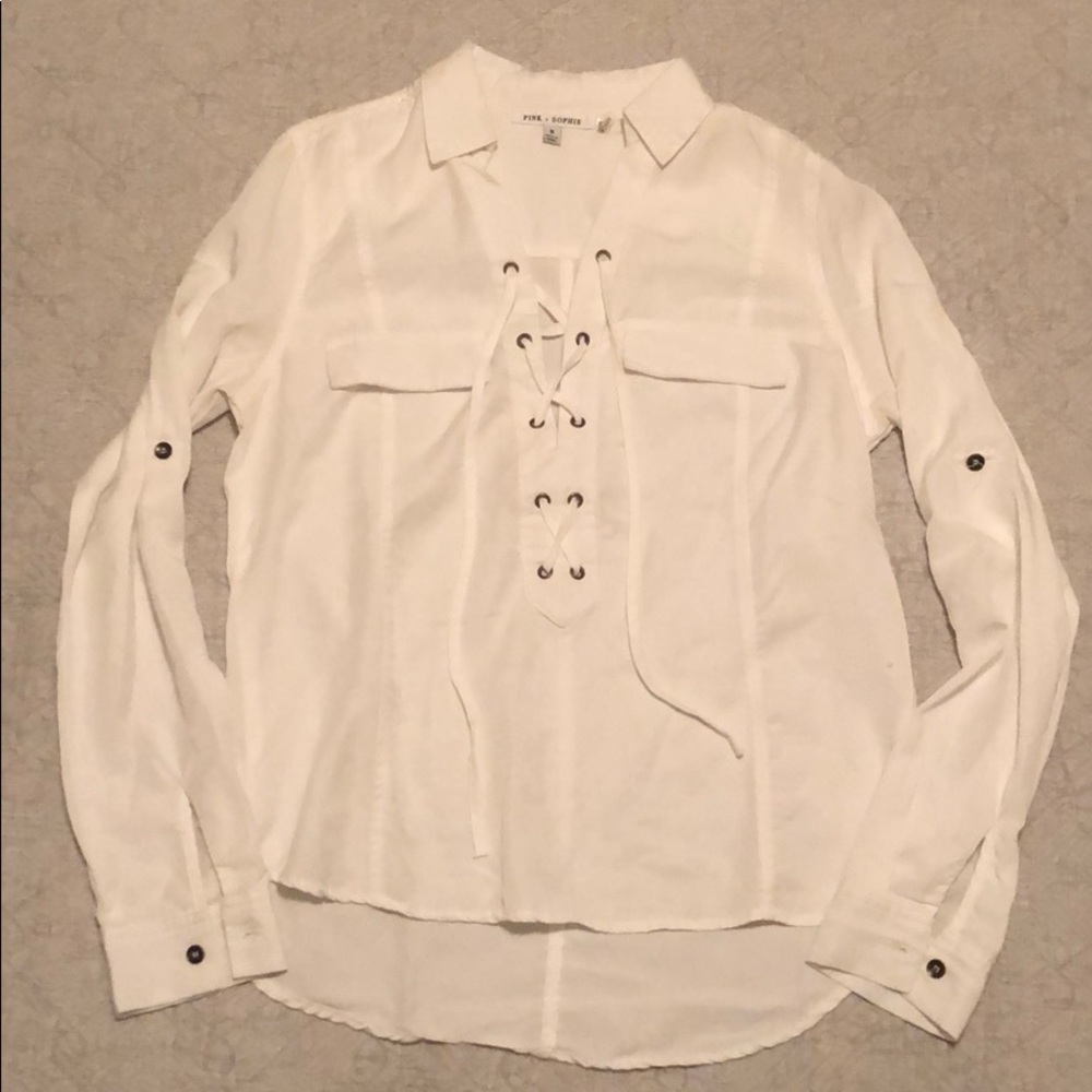 Lace-Up Shirt with Collar